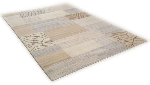 Moderner Design Teppich, handgeknüpft, gemustert, natur grau