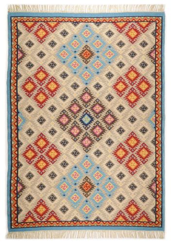 Carpet kilim, hand-woven, colorful Beige