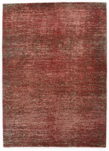 Rug deluxe, vintage look, hand knotted with Tibetan wool and silk, red