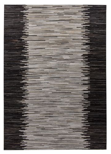 Modern designer leather carpet, hand-woven, silver